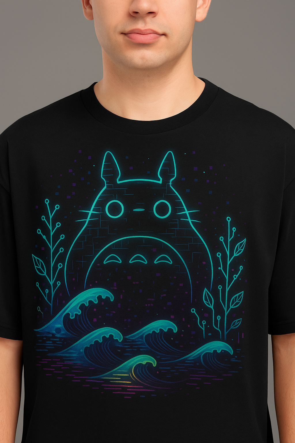 Neon Spirit in Pixel Waves