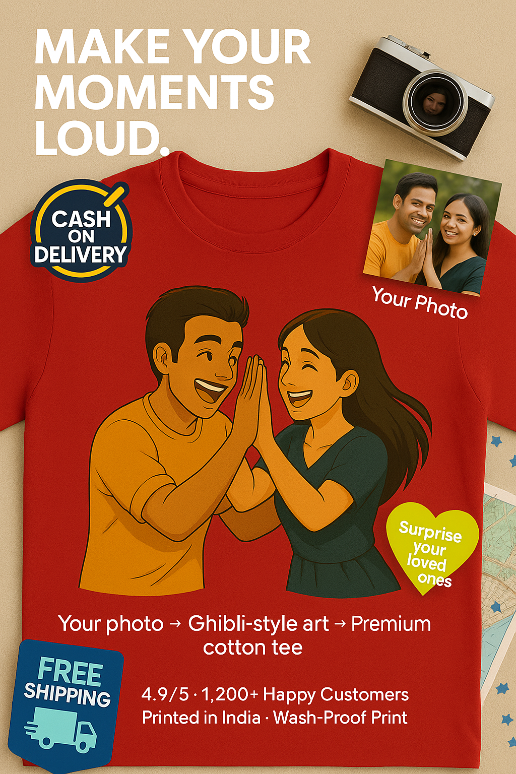 Insta Viral Ghibli T-Shirt – Upload Your Photo & Wear It
