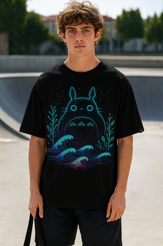 Neon Spirit in Pixel Waves